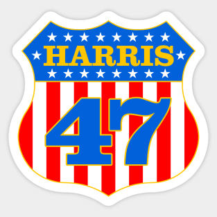 Kamala Harris 47 Patriotic Shield Sticker